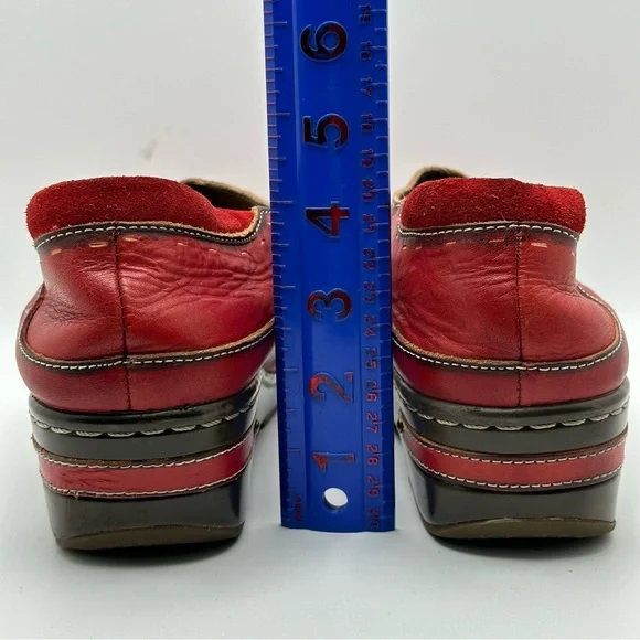 L' Artiste by Spring Step Burbank Slip On Red Sz 41 Cut Laser soft comfy retro - Picture 6 of 12